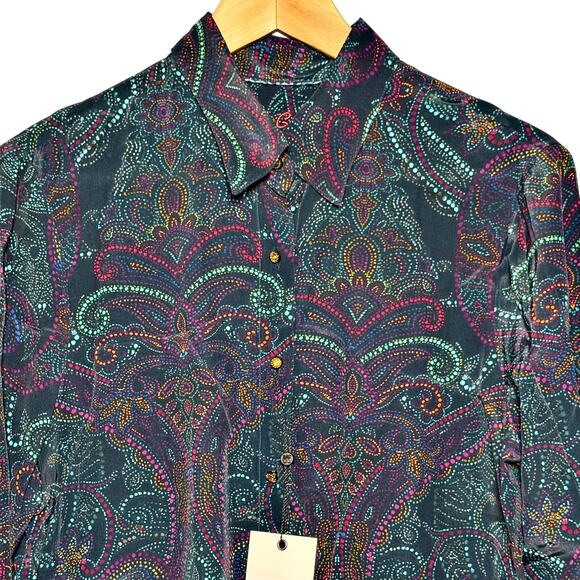 NWT Robert Graham Gabriela Silk-Blend Shirt Women’s Medium Multi WR22111 - Picture 3 of 15